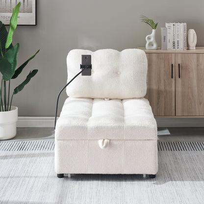Compact Teddy Fabric Sofa - 40.20-Inch Convertible Sofa Bed for Small Spaces in Living Room or Office