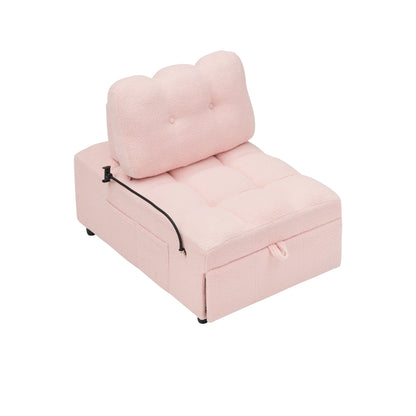 Compact Teddy Fabric Sofa - 40.20-Inch Convertible Sofa Bed for Small Spaces in Living Room or Office
