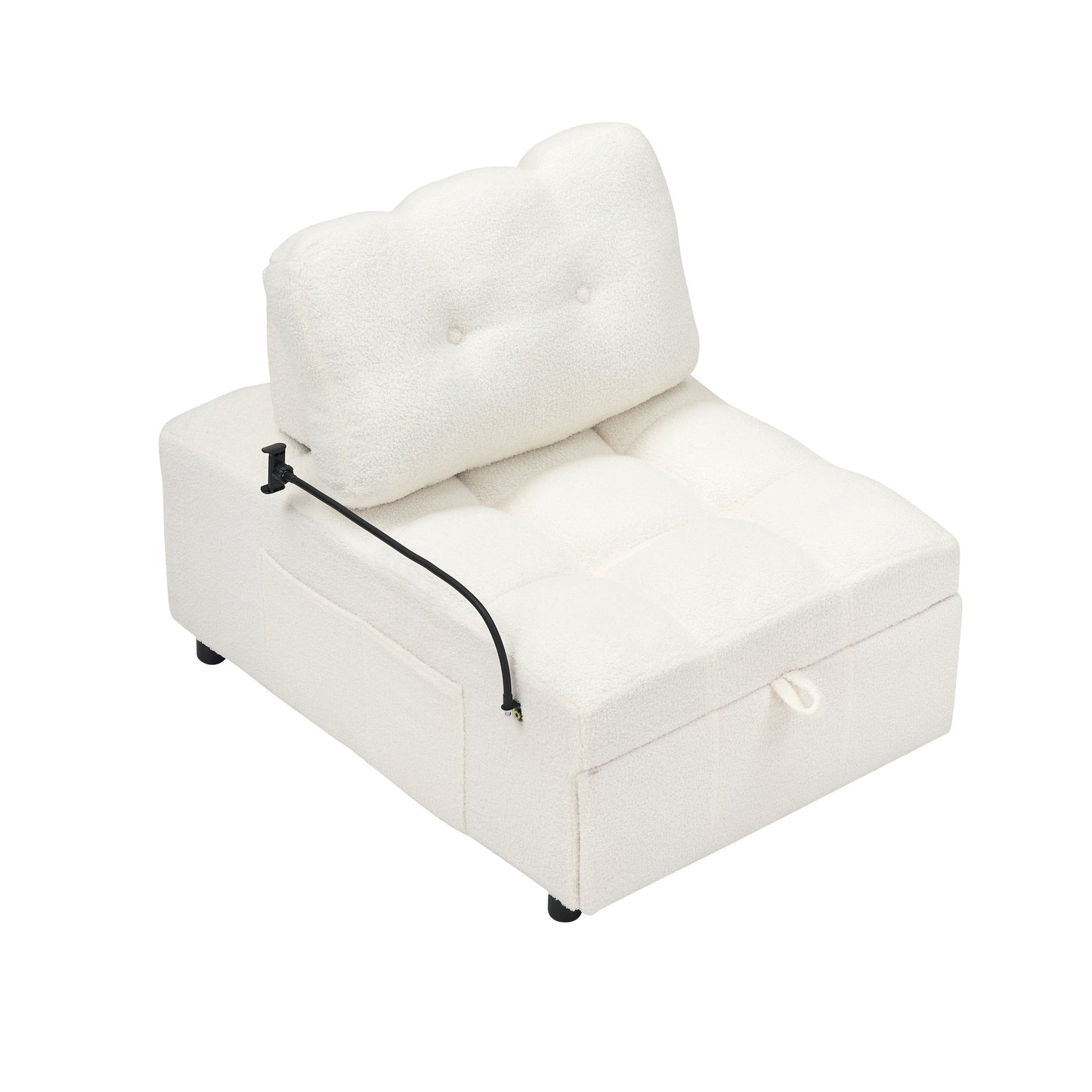 Compact Teddy Fabric Sofa - 40.20-Inch Convertible Sofa Bed for Small Spaces in Living Room or Office