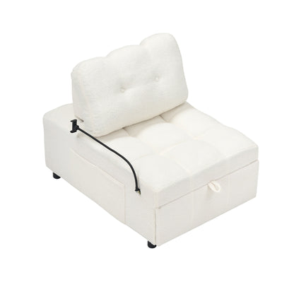Compact Teddy Fabric Sofa - 40.20-Inch Convertible Sofa Bed for Small Spaces in Living Room or Office