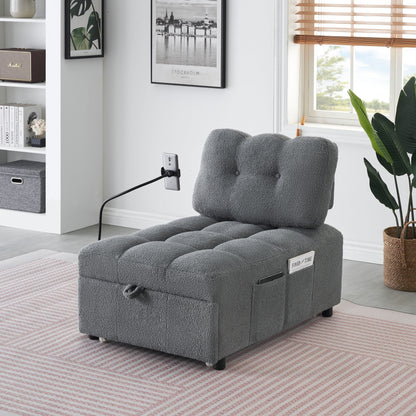 Compact Teddy Fabric Sofa - 40.20-Inch Convertible Sofa Bed for Small Spaces in Living Room or Office