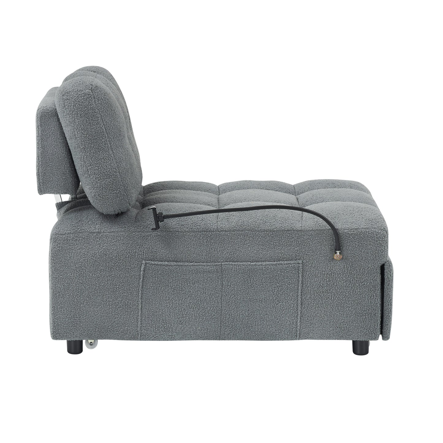Compact Teddy Fabric Sofa - 40.20-Inch Convertible Sofa Bed for Small Spaces in Living Room or Office