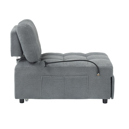 Compact Teddy Fabric Sofa - 40.20-Inch Convertible Sofa Bed for Small Spaces in Living Room or Office