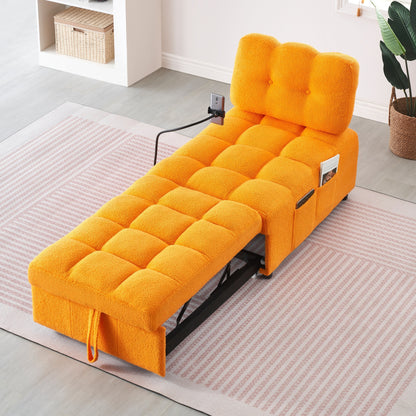 Compact Teddy Fabric Sofa - 40.20-Inch Convertible Sofa Bed for Small Spaces in Living Room or Office