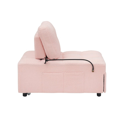 Compact Teddy Fabric Sofa - 40.20-Inch Convertible Sofa Bed for Small Spaces in Living Room or Office