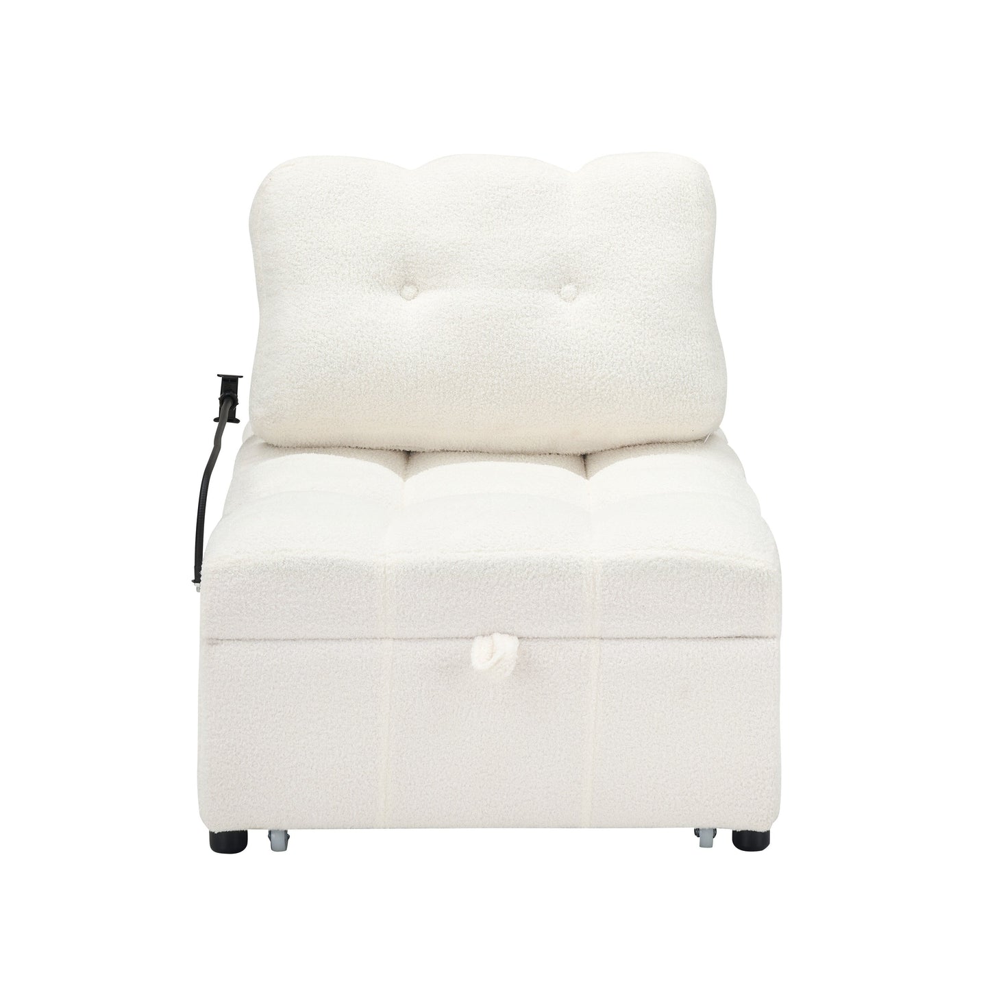 Compact Teddy Fabric Sofa - 40.20-Inch Convertible Sofa Bed for Small Spaces in Living Room or Office