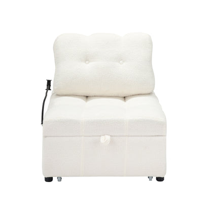 Compact Teddy Fabric Sofa - 40.20-Inch Convertible Sofa Bed for Small Spaces in Living Room or Office