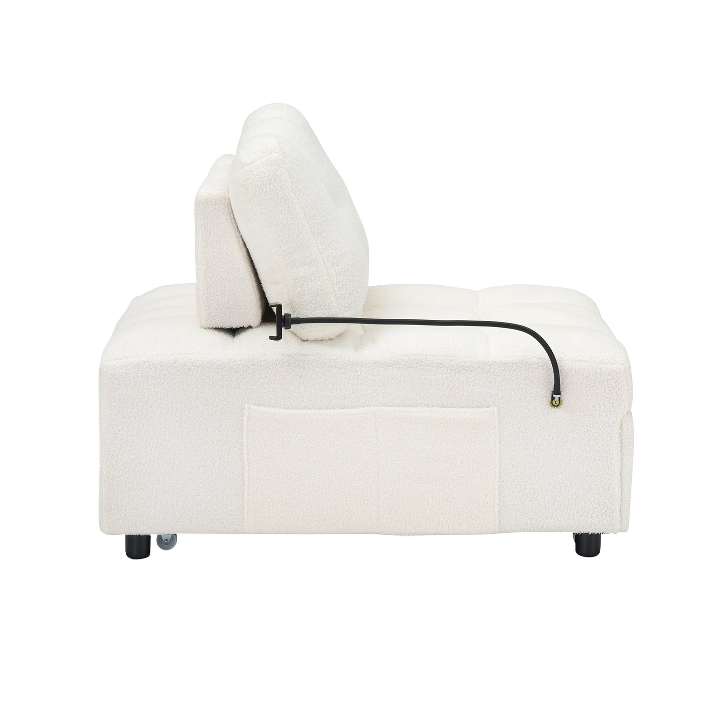 Compact Teddy Fabric Sofa - 40.20-Inch Convertible Sofa Bed for Small Spaces in Living Room or Office