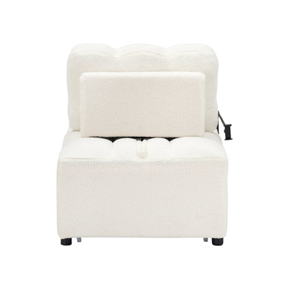 Compact Teddy Fabric Sofa - 40.20-Inch Convertible Sofa Bed for Small Spaces in Living Room or Office