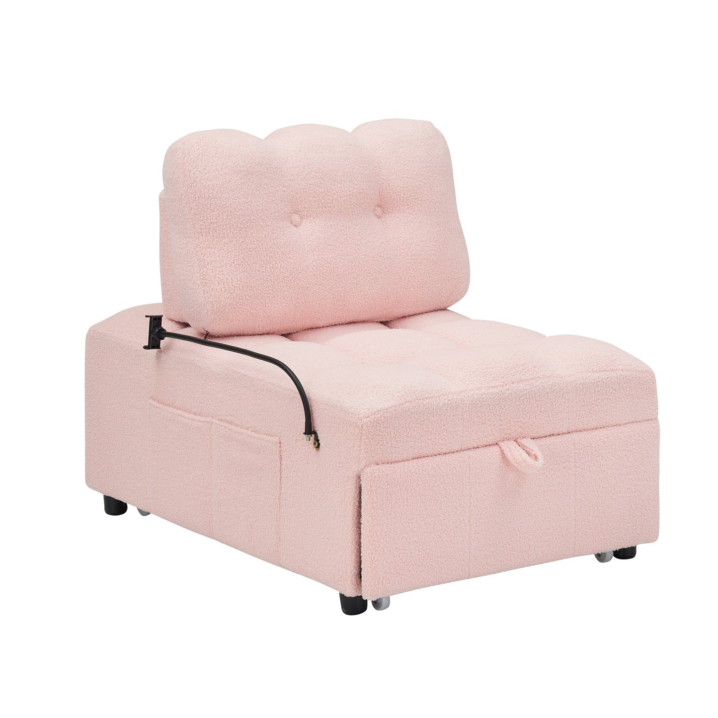 Compact Teddy Fabric Sofa - 40.20-Inch Convertible Sofa Bed for Small Spaces in Living Room or Office