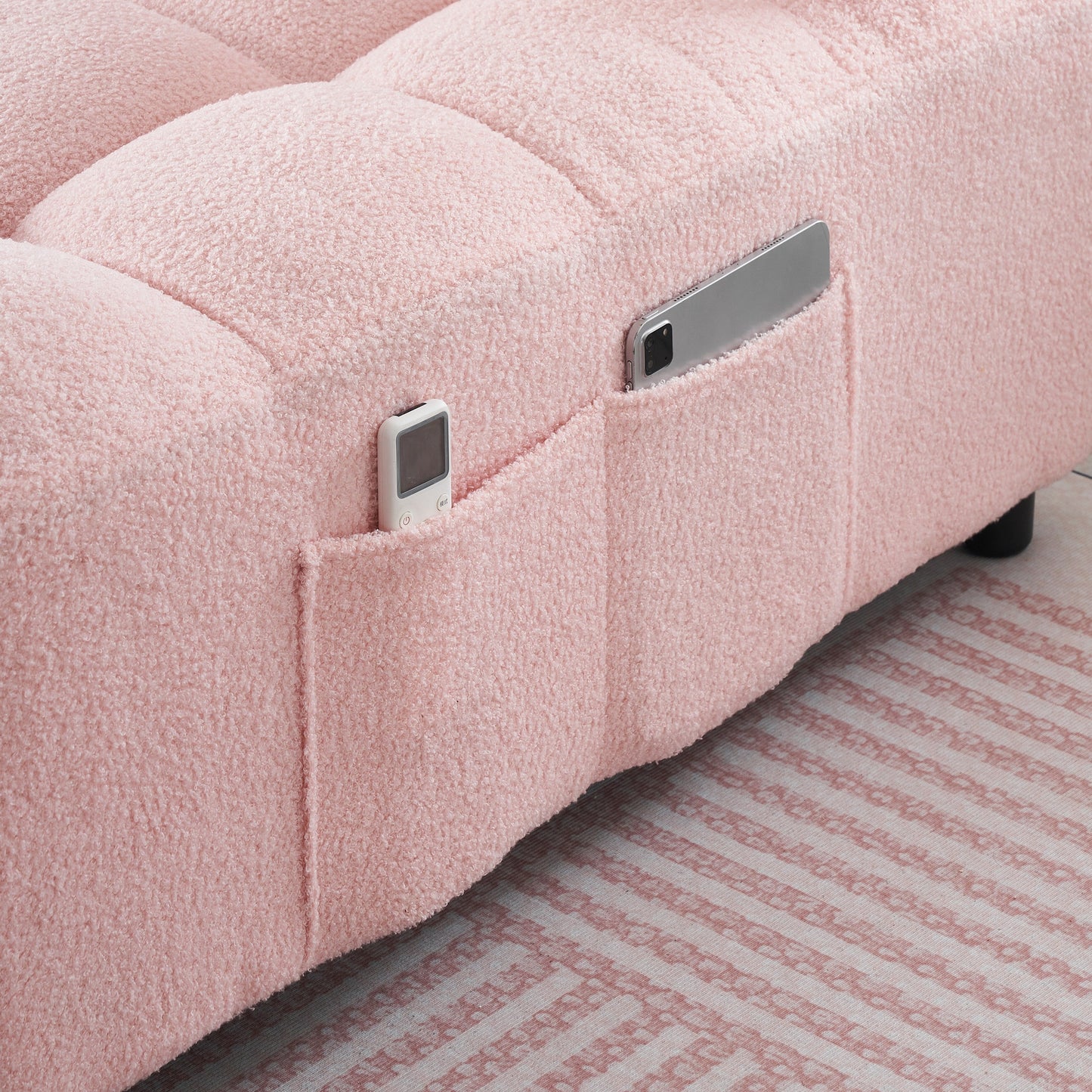 Compact Teddy Fabric Sofa - 40.20-Inch Convertible Sofa Bed for Small Spaces in Living Room or Office