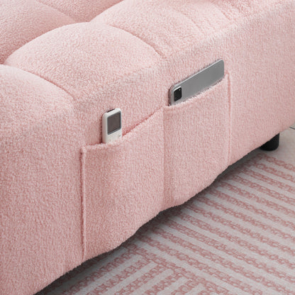 Compact Teddy Fabric Sofa - 40.20-Inch Convertible Sofa Bed for Small Spaces in Living Room or Office