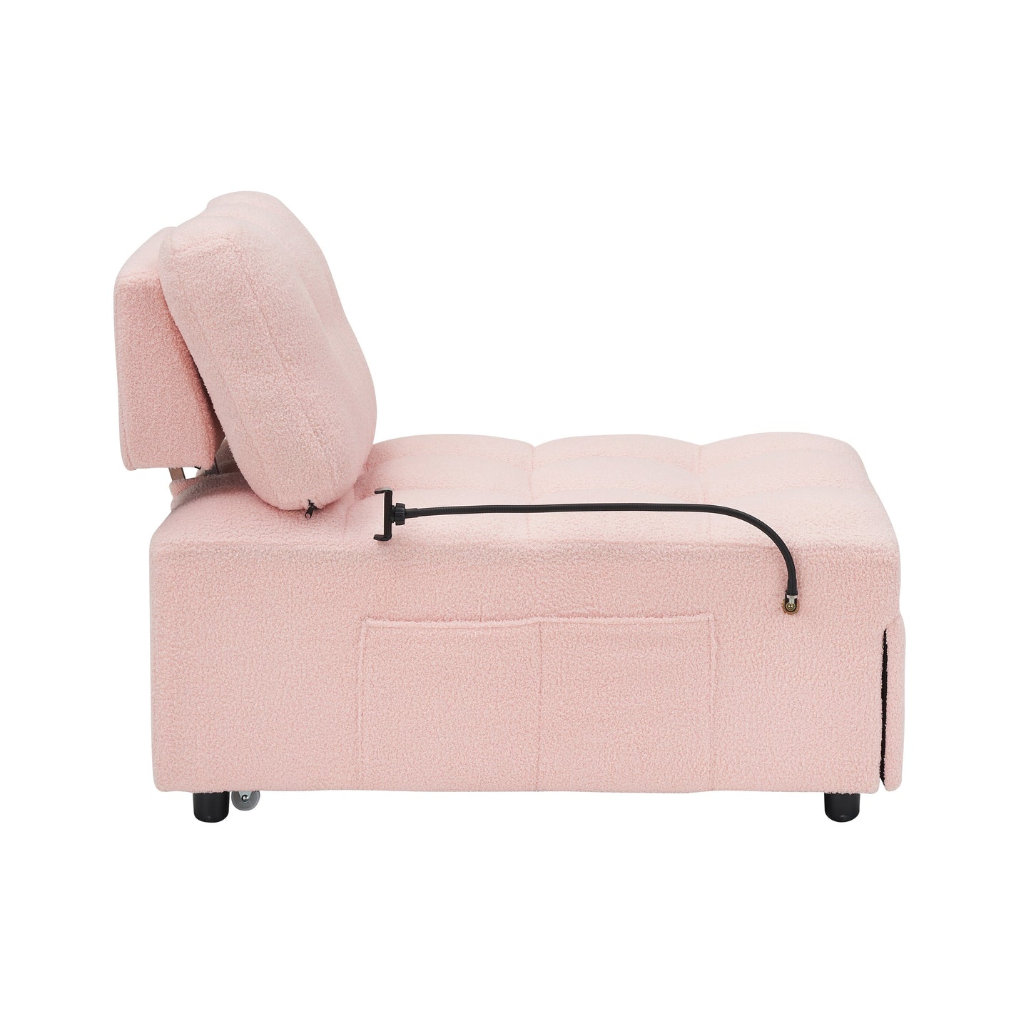 Compact Teddy Fabric Sofa - 40.20-Inch Convertible Sofa Bed for Small Spaces in Living Room or Office