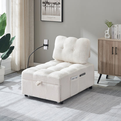 Compact Teddy Fabric Sofa - 40.20-Inch Convertible Sofa Bed for Small Spaces in Living Room or Office
