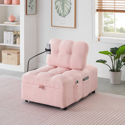 Compact Teddy Fabric Sofa - 40.20-Inch Convertible Sofa Bed for Small Spaces in Living Room or Office