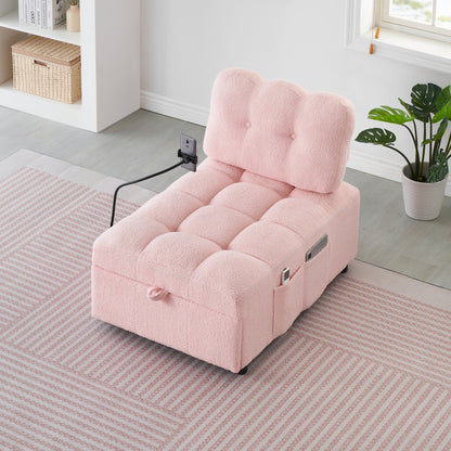 Compact Teddy Fabric Sofa - 40.20-Inch Convertible Sofa Bed for Small Spaces in Living Room or Office