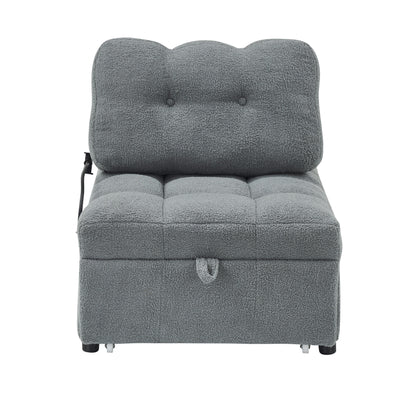 Compact Teddy Fabric Sofa - 40.20-Inch Convertible Sofa Bed for Small Spaces in Living Room or Office