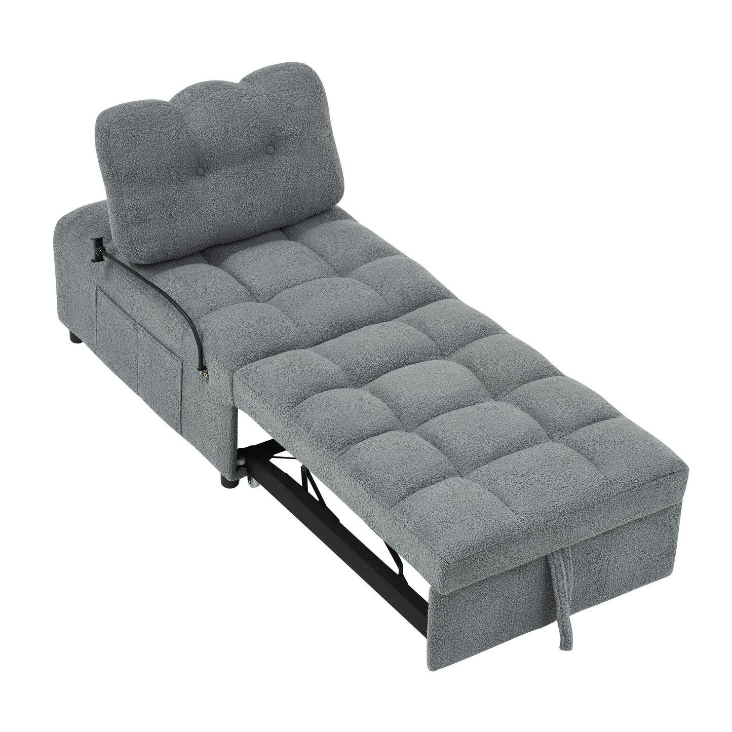 Compact Teddy Fabric Sofa - 40.20-Inch Convertible Sofa Bed for Small Spaces in Living Room or Office