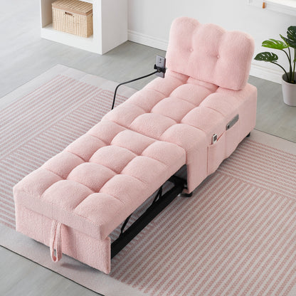 Compact Teddy Fabric Sofa - 40.20-Inch Convertible Sofa Bed for Small Spaces in Living Room or Office