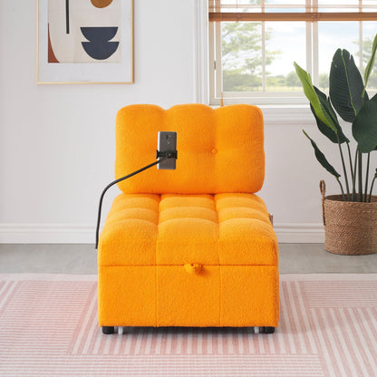 Compact Teddy Fabric Sofa - 40.20-Inch Convertible Sofa Bed for Small Spaces in Living Room or Office