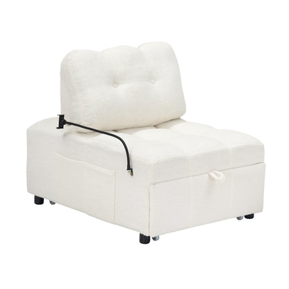 Compact Teddy Fabric Sofa - 40.20-Inch Convertible Sofa Bed for Small Spaces in Living Room or Office