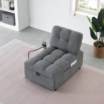 Compact Teddy Fabric Sofa - 40.20-Inch Convertible Sofa Bed for Small Spaces in Living Room or Office