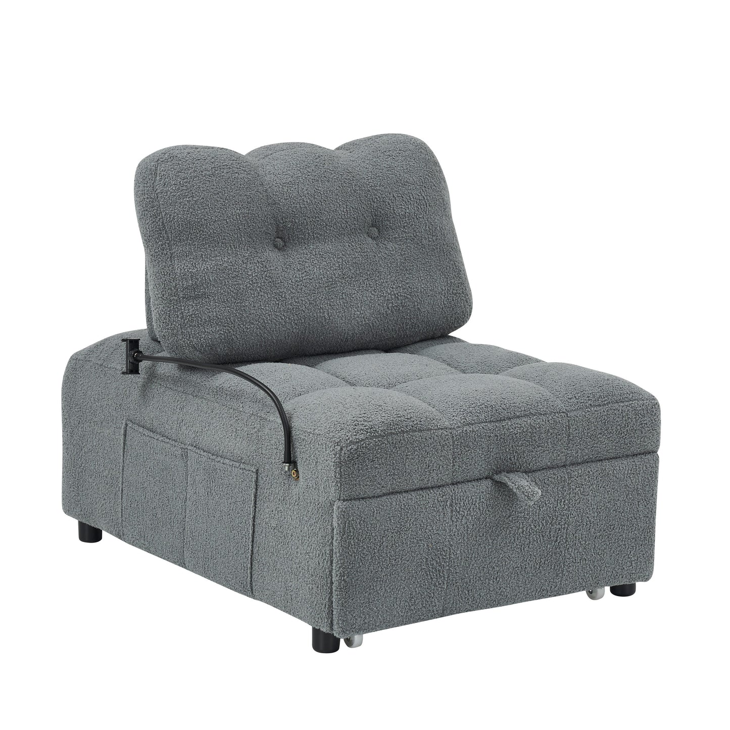 Compact Teddy Fabric Sofa - 40.20-Inch Convertible Sofa Bed for Small Spaces in Living Room or Office