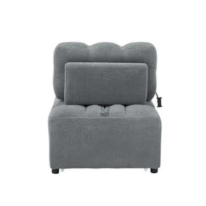 Compact Teddy Fabric Sofa - 40.20-Inch Convertible Sofa Bed for Small Spaces in Living Room or Office