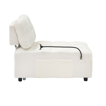 Compact Teddy Fabric Sofa - 40.20-Inch Convertible Sofa Bed for Small Spaces in Living Room or Office