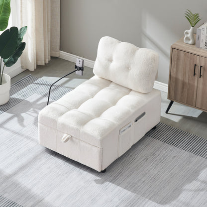 Compact Teddy Fabric Sofa - 40.20-Inch Convertible Sofa Bed for Small Spaces in Living Room or Office