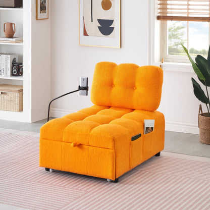 Compact Teddy Fabric Sofa - 40.20-Inch Convertible Sofa Bed for Small Spaces in Living Room or Office