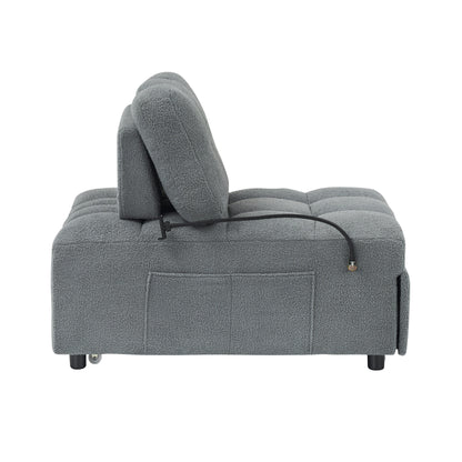 Compact Teddy Fabric Sofa - 40.20-Inch Convertible Sofa Bed for Small Spaces in Living Room or Office