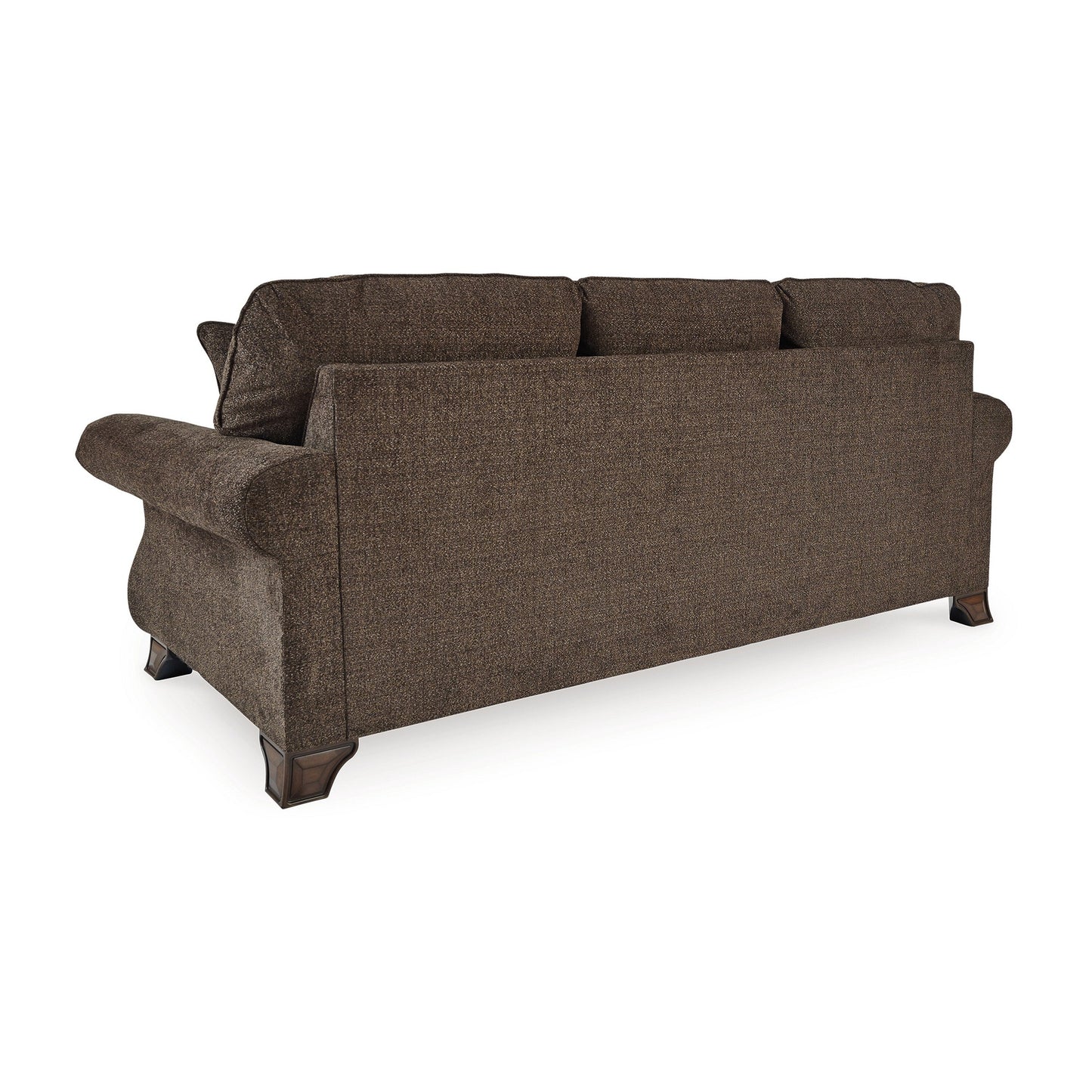 Conner Sofa, Brown Polyester, Exposed Wood Accents, 2 Pillows, 93 Inch