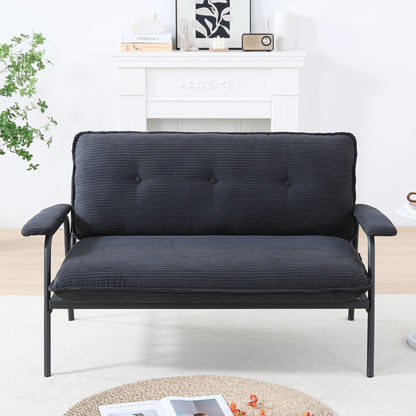 Contemporary 2-Seat Sofa 53 Inch Compact Design Metal Frame Polyester Blend for Apartments