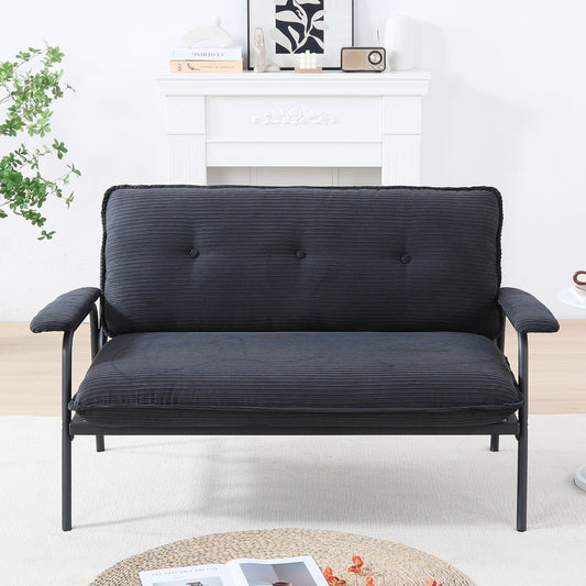 Contemporary 2-Seat Sofa 53 Inch Compact Design Metal Frame Polyester Blend for Apartments