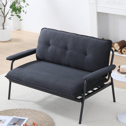 Contemporary 2-Seat Sofa 53 Inch Compact Design Metal Frame Polyester Blend for Apartments