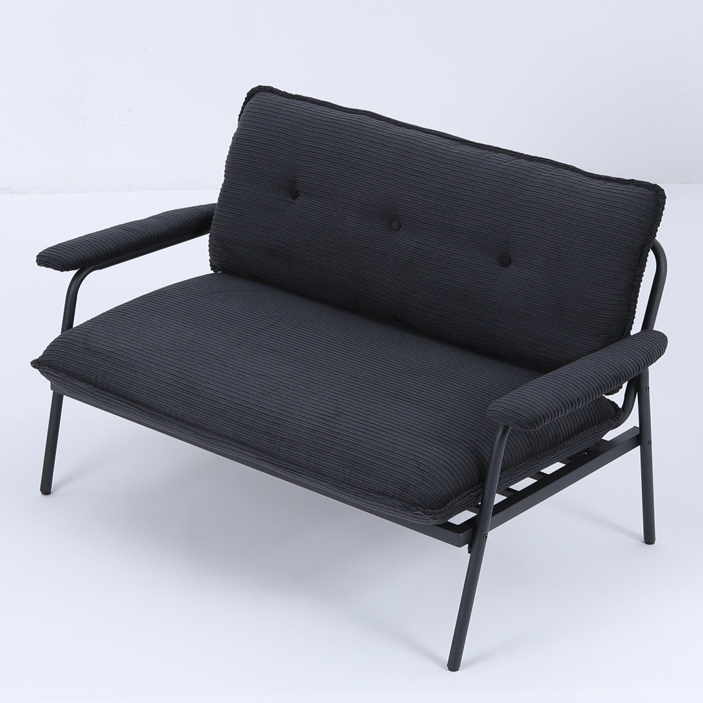 Contemporary 2-Seat Sofa 53 Inch Compact Design Metal Frame Polyester Blend for Apartments