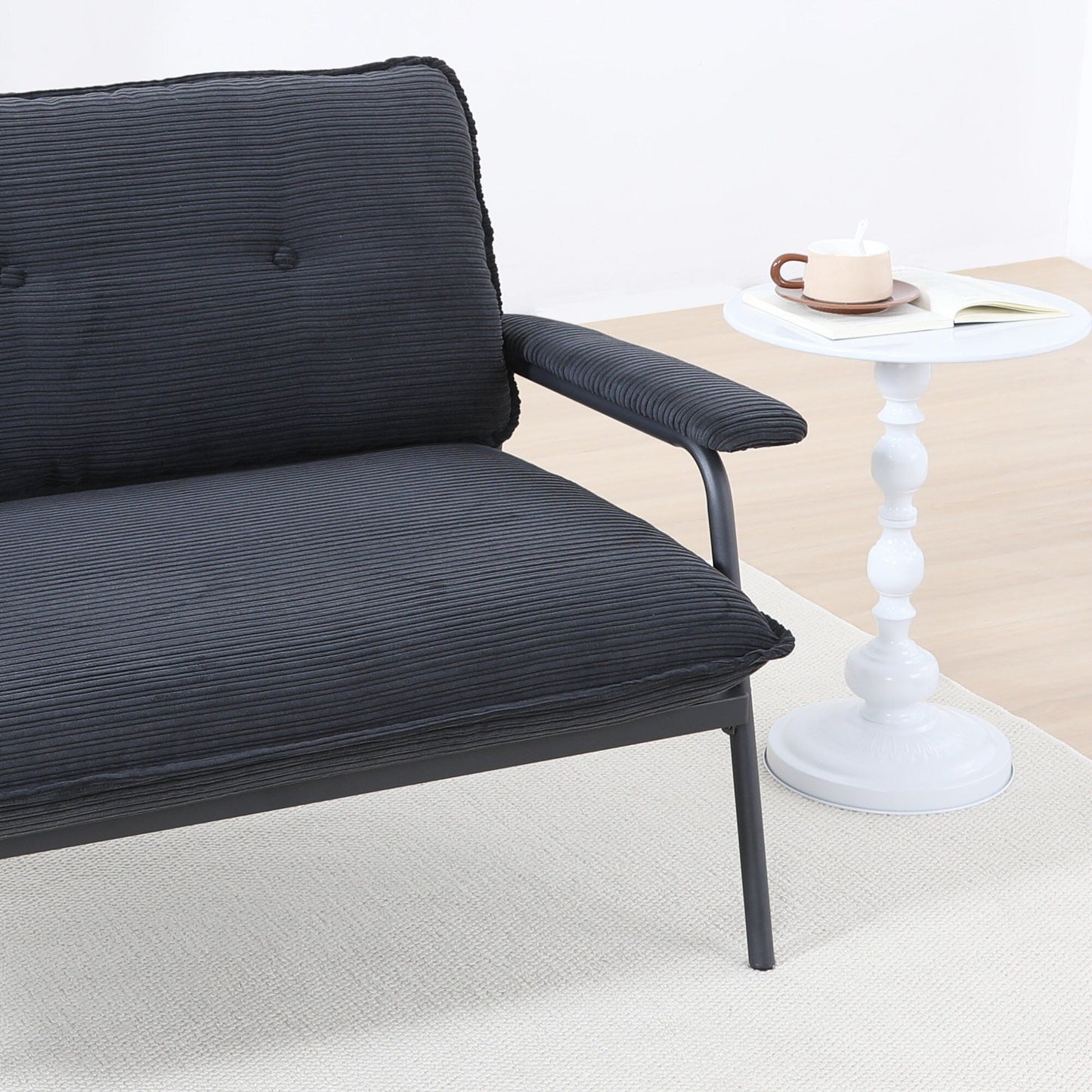 Contemporary 2-Seat Sofa 53 Inch Compact Design Metal Frame Polyester Blend for Apartments