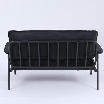 Contemporary 2-Seat Sofa 53 Inch Compact Design Metal Frame Polyester Blend for Apartments