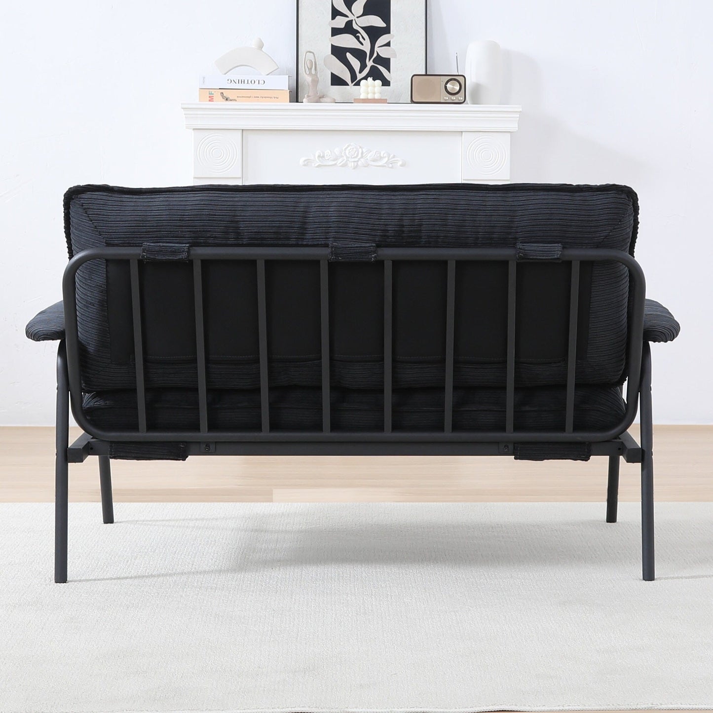 Contemporary 2-Seat Sofa 53 Inch Compact Design Metal Frame Polyester Blend for Apartments