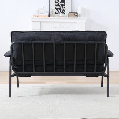 Contemporary 2-Seat Sofa 53 Inch Compact Design Metal Frame Polyester Blend for Apartments