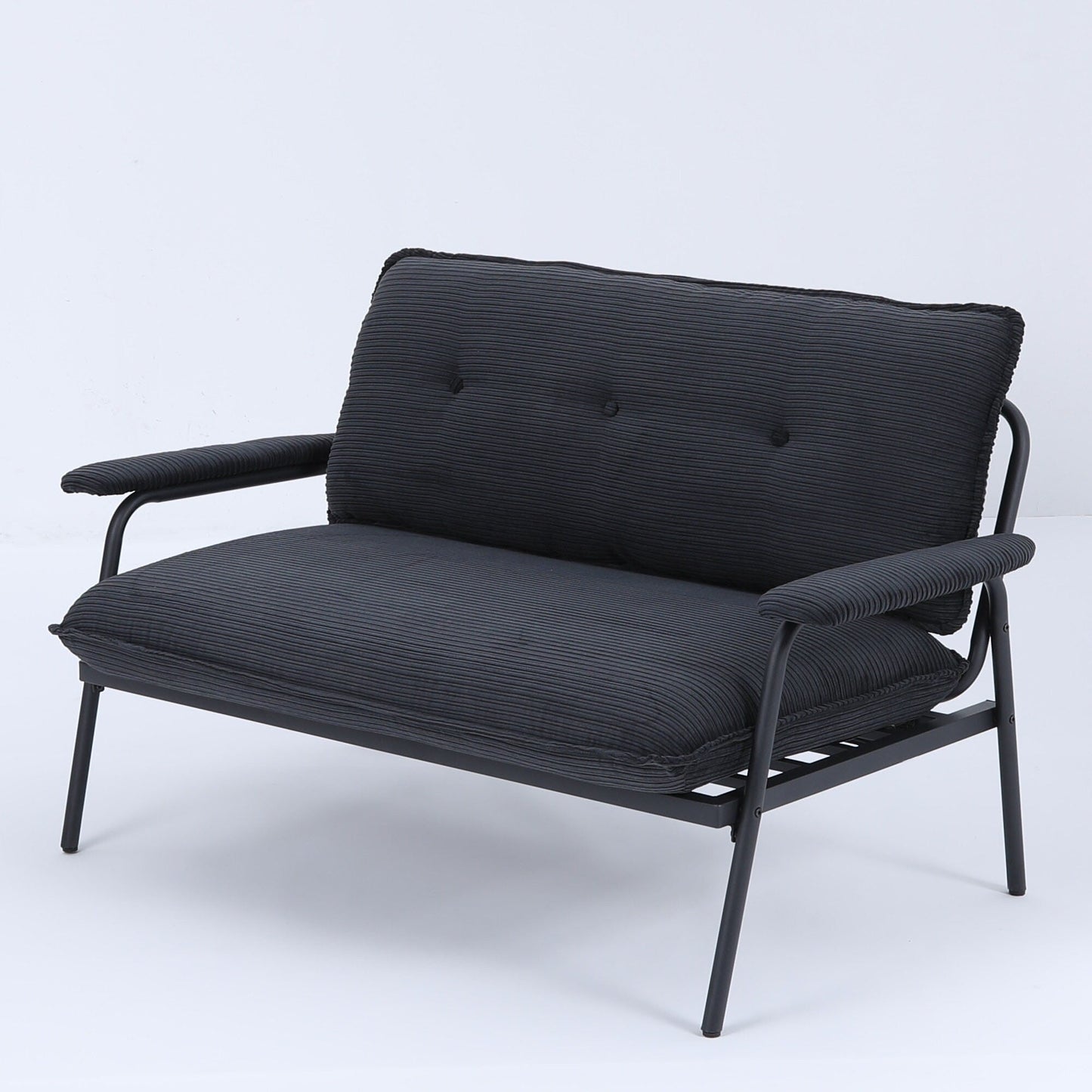 Contemporary 2-Seat Sofa 53 Inch Compact Design Metal Frame Polyester Blend for Apartments