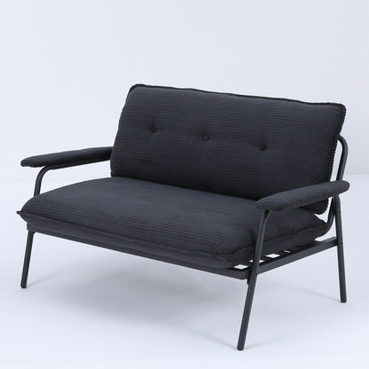 Contemporary 2-Seat Sofa 53 Inch Compact Design Metal Frame Polyester Blend for Apartments