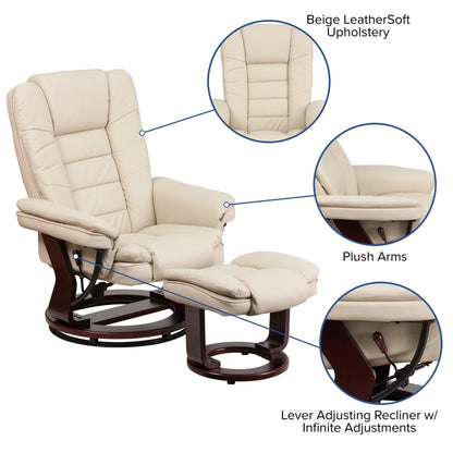 Contemporary Multi-Position Upholstered Recliner Chair with Ottoman