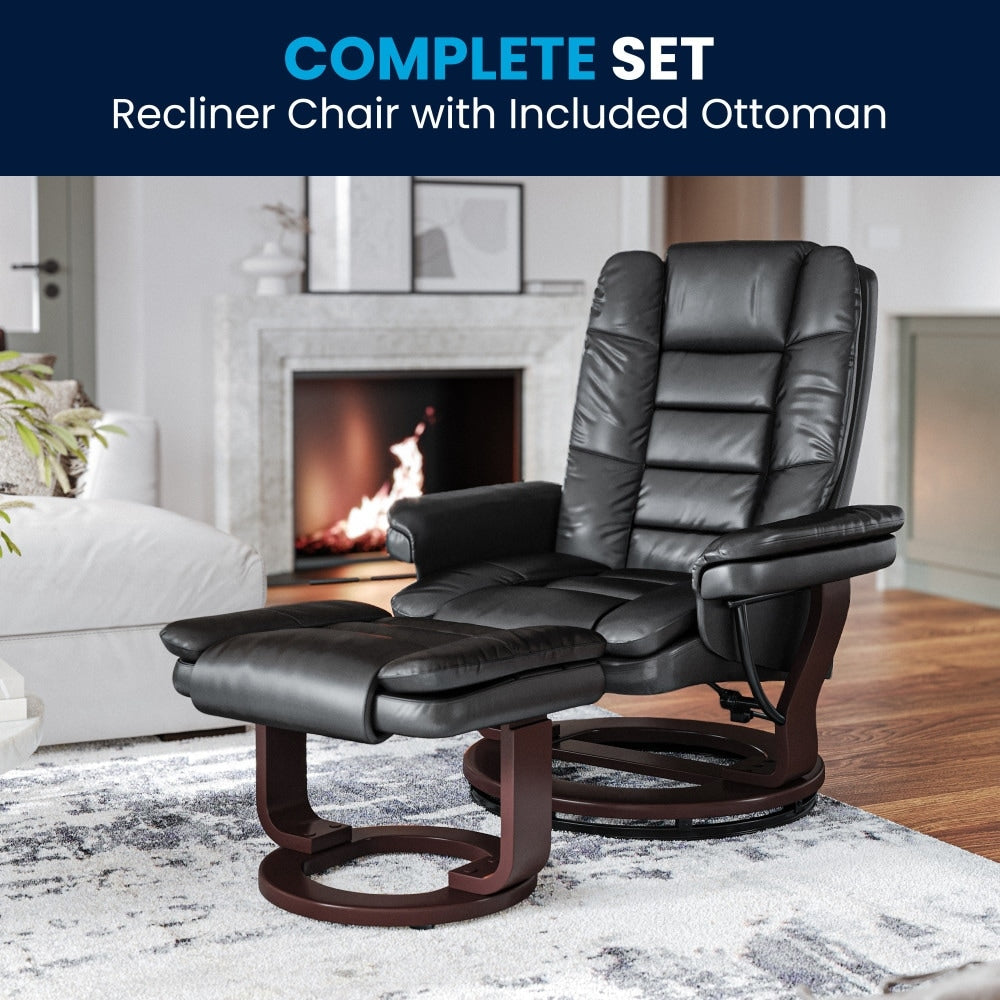 Contemporary Multi-Position Upholstered Recliner Chair with Ottoman