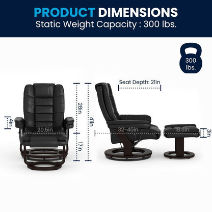 Contemporary Multi-Position Upholstered Recliner Chair with Ottoman