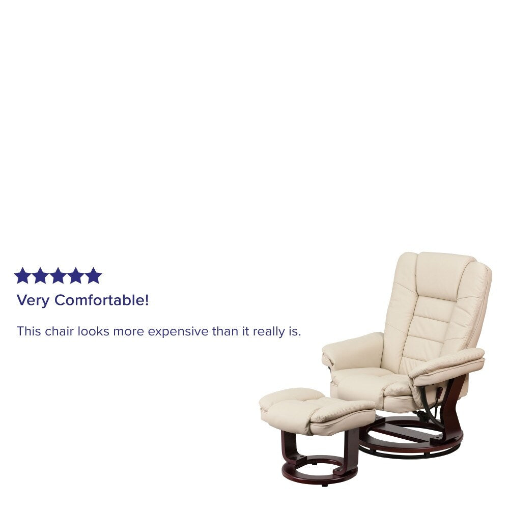 Contemporary Multi-Position Upholstered Recliner Chair with Ottoman