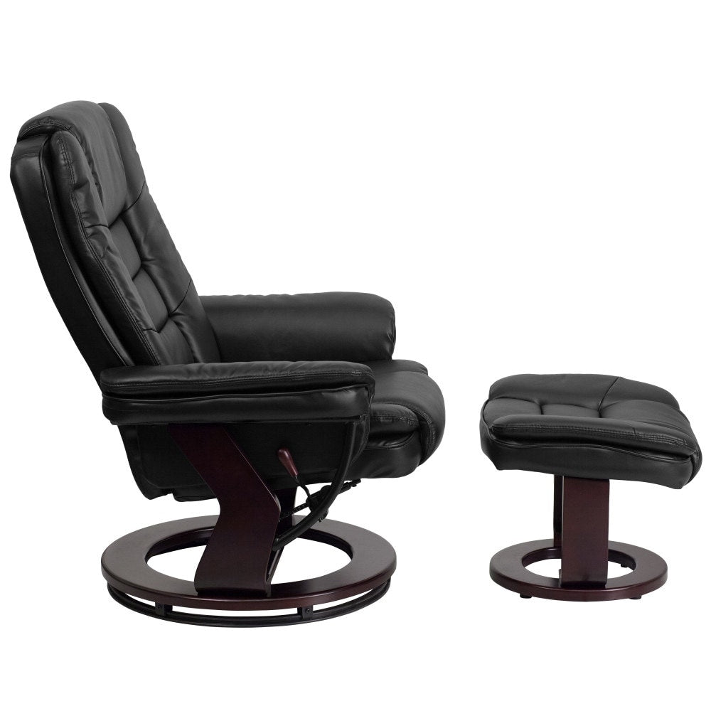 Contemporary Multi-Position Upholstered Recliner Chair with Ottoman