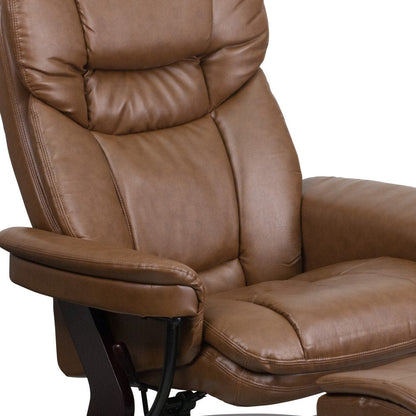 Contemporary Multi-Position Recliner and Curved Ottoman with Swivel Base