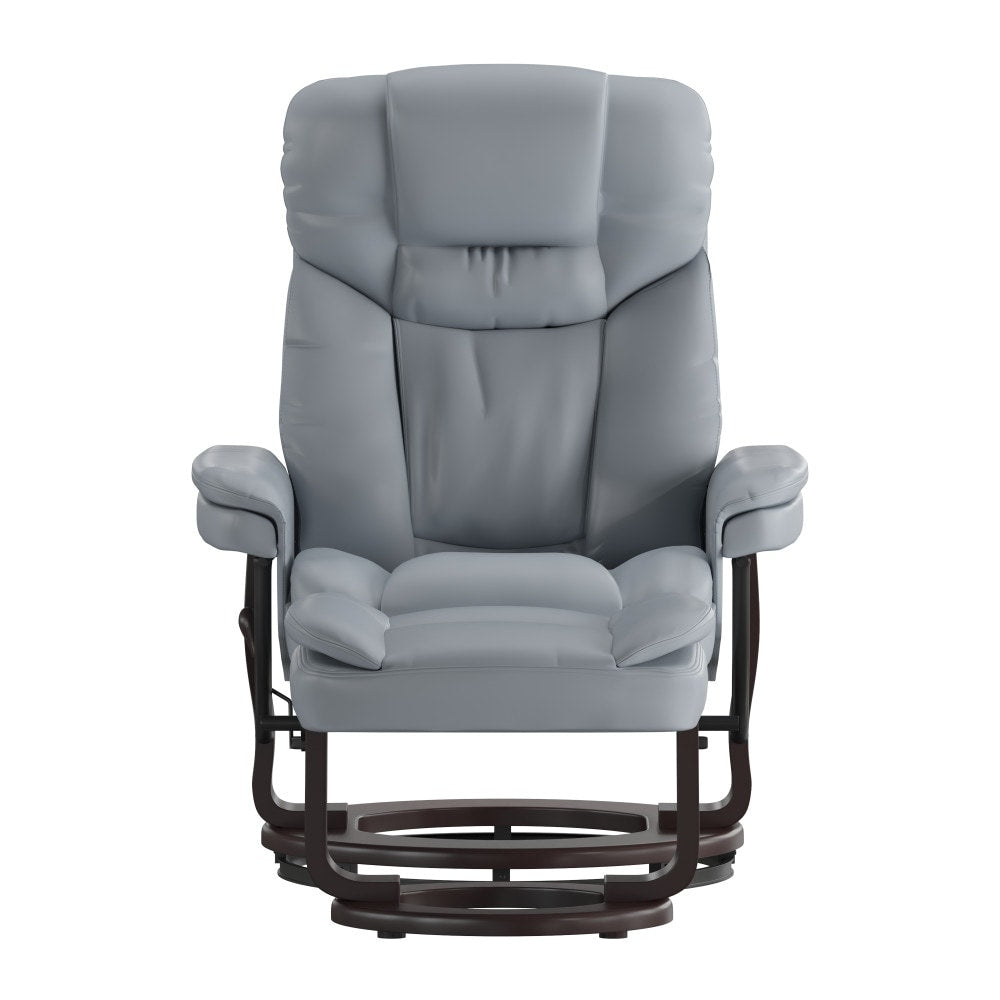 Contemporary Multi-Position Recliner and Curved Ottoman with Swivel Base